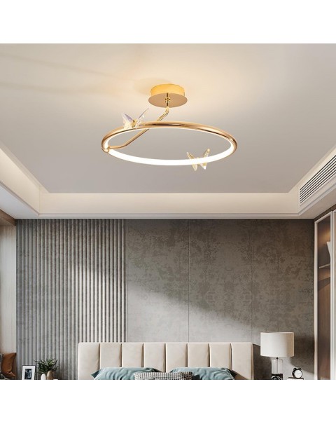 Bedroom lamp ceiling light Scandinavian creative light luxury art crystal butterfly led lamp simple modern master bedroom room light