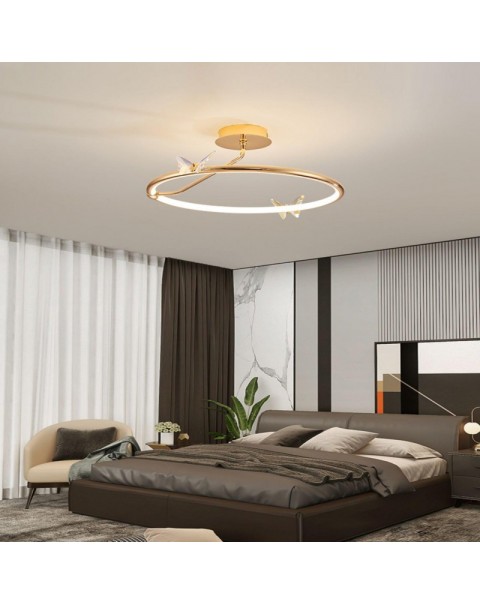 Bedroom lamp ceiling light Scandinavian creative light luxury art crystal butterfly led lamp simple modern master bedroom room light