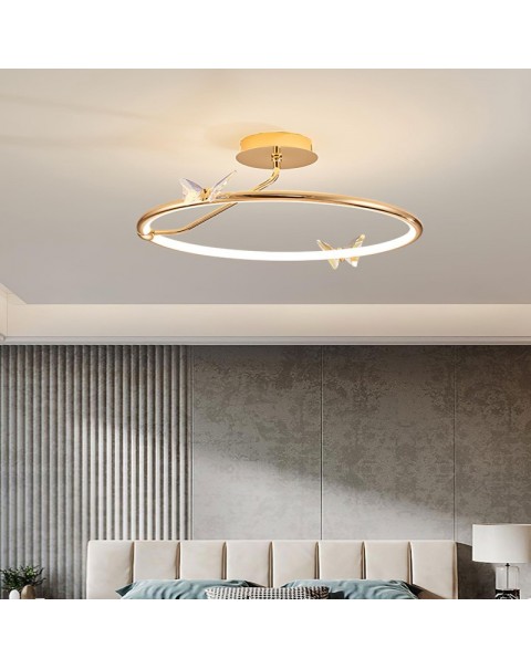 Bedroom lamp ceiling light Scandinavian creative light luxury art crystal butterfly led lamp simple modern master bedroom room light