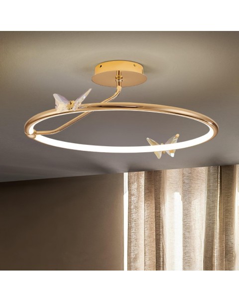 Bedroom lamp ceiling light Scandinavian creative light luxury art crystal butterfly led lamp simple modern master bedroom room light