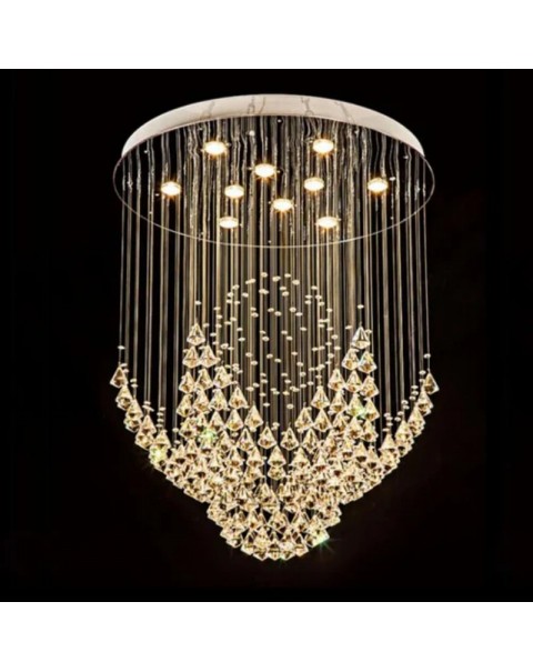 Shiren living room crystal chandelier round villa duplex staircase light long chandelier hotel lobby restaurant dining room chandelier