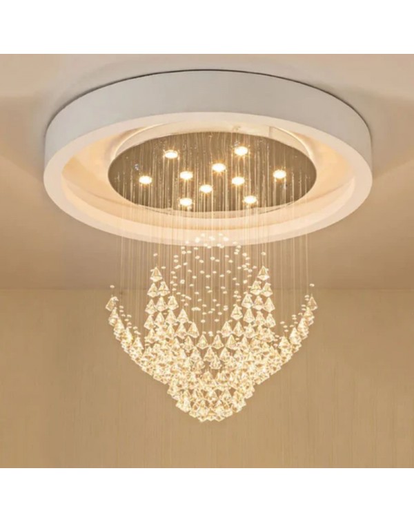 Shiren living room crystal chandelier round villa ...