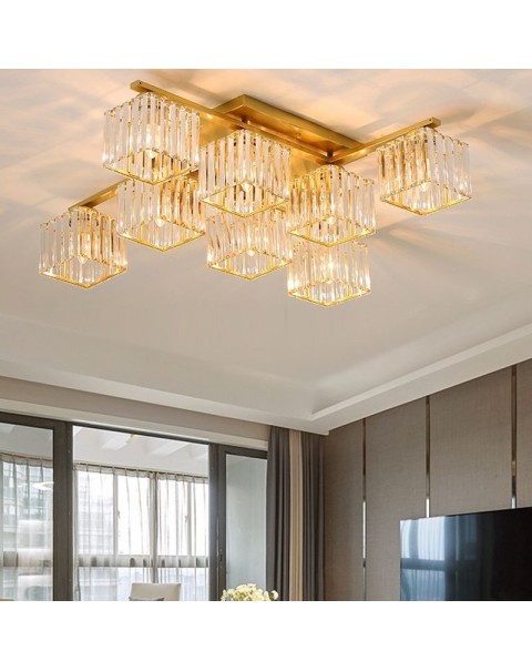 Italian style living room lights modern simple household square atmospheric lamps and lanterns light luxury crystal dining room bedroom ceiling lamps