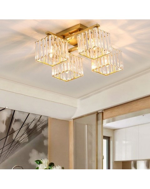 Italian style living room lights modern simple household square atmospheric lamps and lanterns light luxury crystal dining room bedroom ceiling lamps