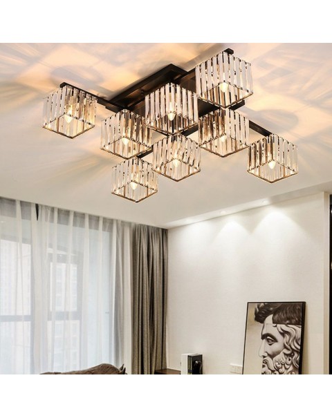 Italian style living room lights modern simple household square atmospheric lamps and lanterns light luxury crystal dining room bedroom ceiling lamps