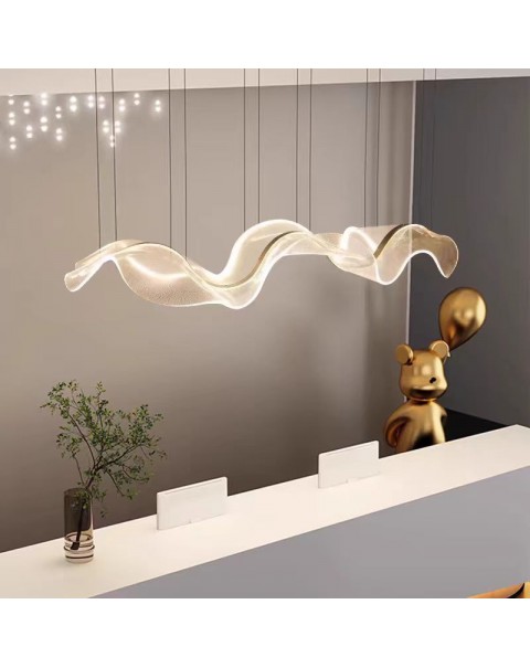 Art Floating Ribbon Pendant Light Designer Tea Table Restaurant Dining Table Cashier Bar Wave Long Lamp