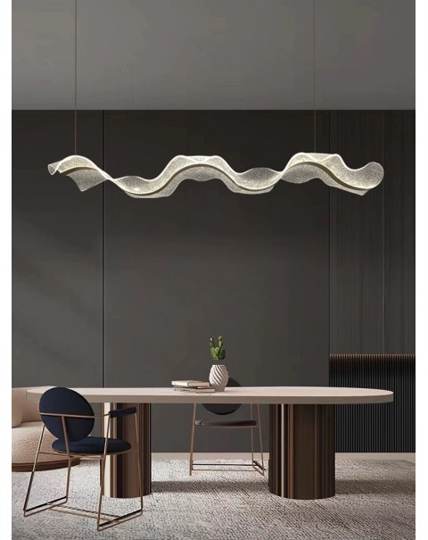 Art Floating Ribbon Pendant Light Designer Tea Table Restaurant Dining Table Cashier Bar Wave Long Lamp