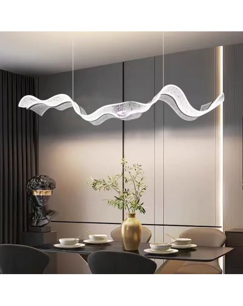 Art Floating Ribbon Pendant Light Designer Tea Table Restaurant Dining Table Cashier Bar Wave Long Lamp