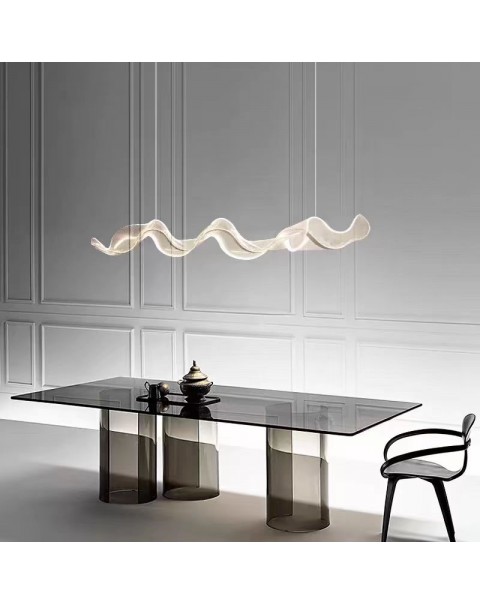 Art Floating Ribbon Pendant Light Designer Tea Table Restaurant Dining Table Cashier Bar Wave Long Lamp