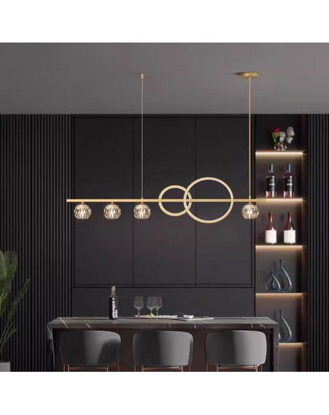 Dining room lights Scandinavian lamps and lanterns light luxury long dining table lights creative dining room bar simple modern copper crystal chandelier