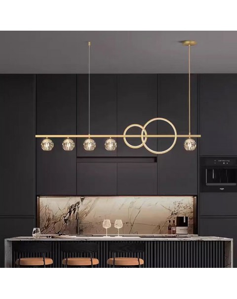 Dining room lights Scandinavian lamps and lanterns light luxury long dining table lights creative dining room bar simple modern copper crystal chandelier