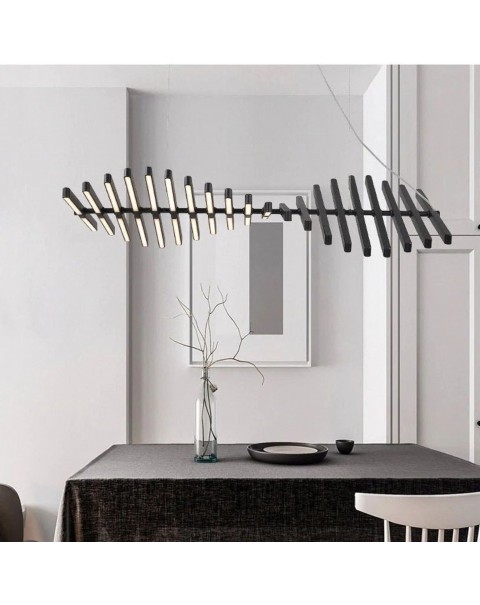 Scandinavian living room lights modern minimalist designer dining room chandelier minimalist linear fishbone shape office long light fixtures