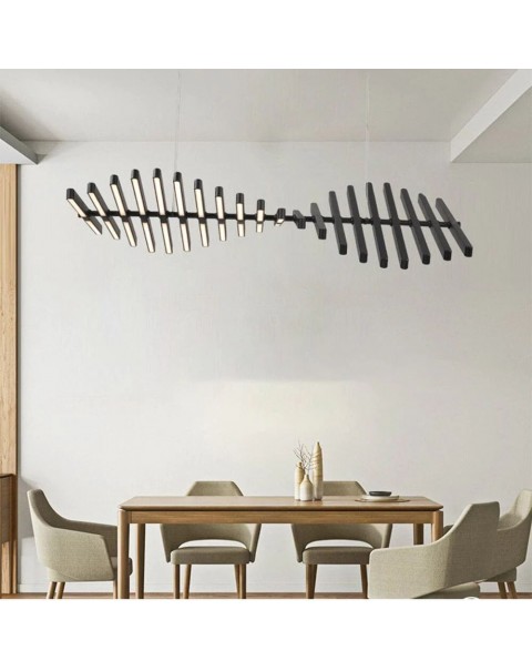 Scandinavian living room lights modern minimalist designer dining room chandelier minimalist linear fishbone shape office long light fixtures