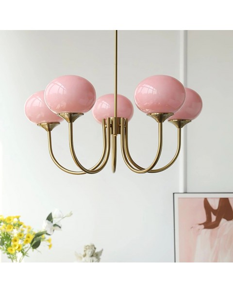 Scandinavian modern minimalist bedroom American creative designer children's room cream wind pink glass chandelier