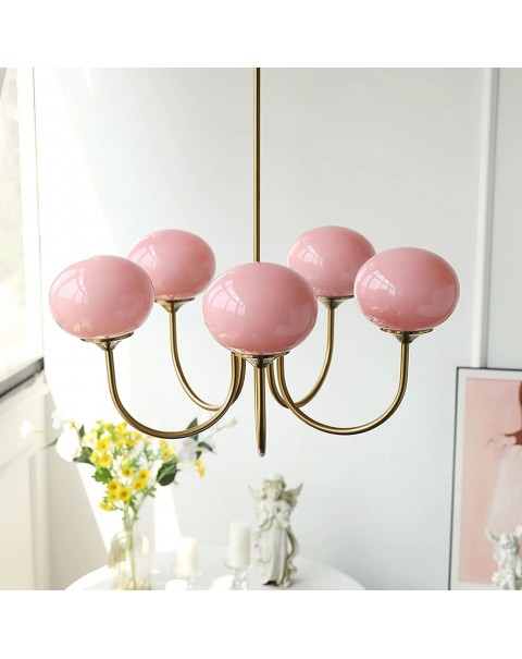 Scandinavian modern minimalist bedroom American creative designer children's room cream wind pink glass chandelier