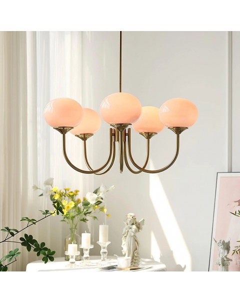 Scandinavian modern minimalist bedroom American creative designer children's room cream wind pink glass chandelier