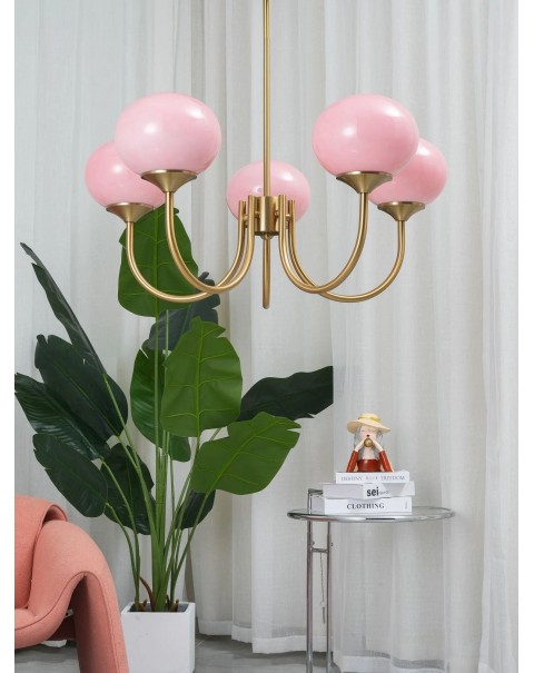 Scandinavian modern minimalist bedroom American creative designer children's room cream wind pink glass chandelier