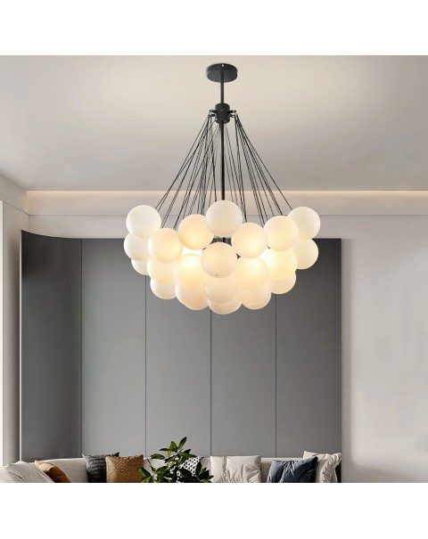 Scandinavian bubble ball living room chandelier cream wind bedroom dining room lamp designer creative net red glass magic bean lamps and lanterns