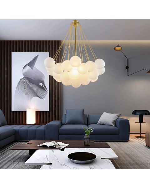 Scandinavian bubble ball living room chandelier cream wind bedroom dining room lamp designer creative net red glass magic bean lamps and lanterns