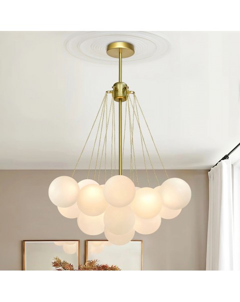 Scandinavian bubble ball living room chandelier cream wind bedroom dining room lamp designer creative net red glass magic bean lamps and lanterns