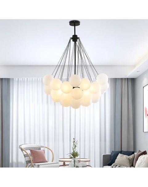 Scandinavian bubble ball living room chandelier cream wind bedroom dining room lamp designer creative net red glass magic bean lamps and lanterns