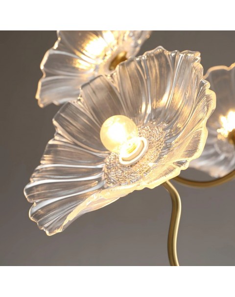 Scandinavian French simple atmosphere living room lamp creative art glass dining room bedroom study lotus leaf chandelier