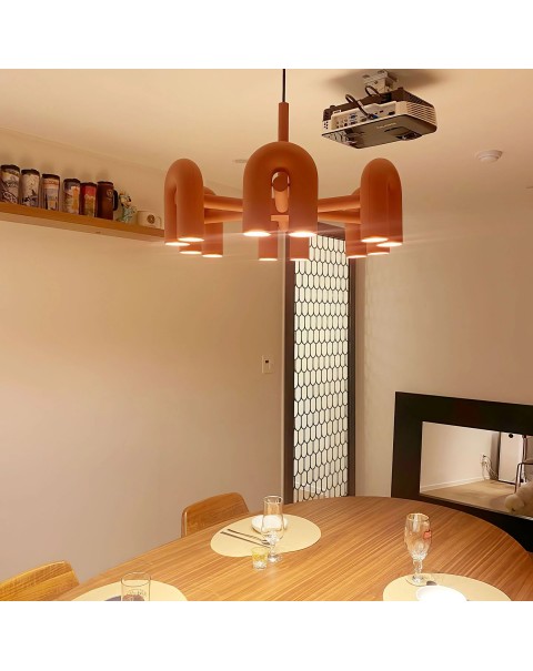 Scandinavian modern designer model house simple living room dining room bedroom study personalized U-shaped water pipe chandelier