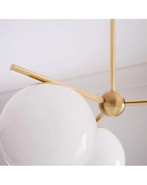 Scandinavian modern minimalist living room dining room bedroom study commercial milky glass ball metal champagne gold chandelier