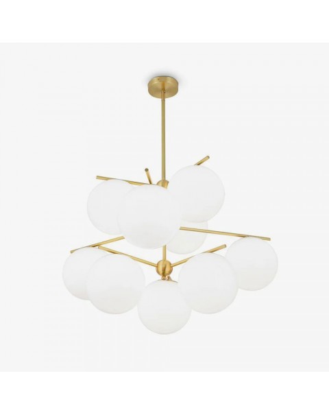 Scandinavian modern minimalist living room dining room bedroom study commercial milky glass ball metal champagne gold chandelier