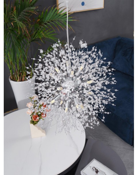 Scandinavian light luxury creative personality net red jitterbug restaurant bedroom living room modern crystal dandelion chandelier