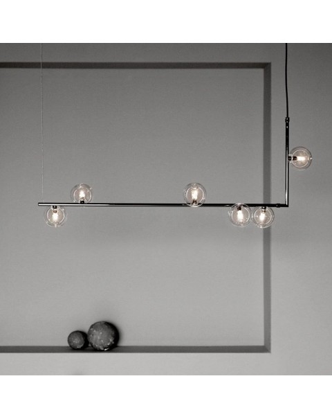 Scandinavian ins minimalist glass ball chandelier personalized designer creative restaurant dining table bar long molecular lamps and lanterns