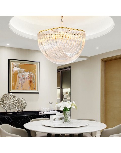 All copper light luxury post-modern living room chandelier Scandinavian simple dining room bedroom crystal lamp Hong Kong style creative designer lights