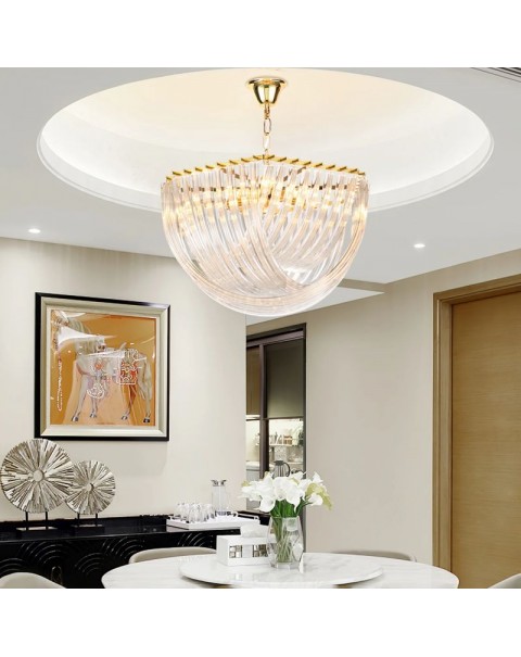 All copper light luxury post-modern living room chandelier Scandinavian simple dining room bedroom crystal lamp Hong Kong style creative designer lights