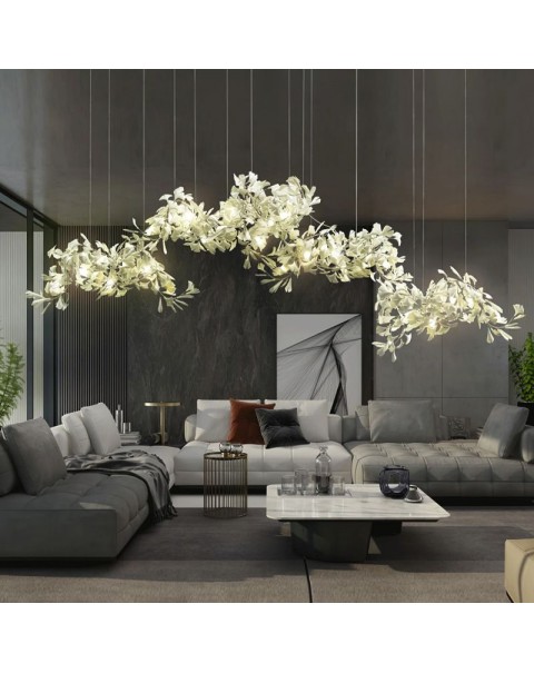 MOFAS Modern Scandinavian Designer Ceramic Ginkgo Leaf Living Room Dining Room Study Art Lobby Decorative Chandelier