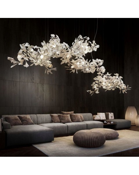 MOFAS Modern Scandinavian Designer Ceramic Ginkgo Leaf Living Room Dining Room Study Art Lobby Decorative Chandelier