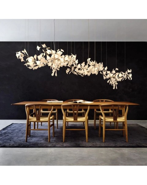 MOFAS Modern Scandinavian Designer Ceramic Ginkgo Leaf Living Room Dining Room Study Art Lobby Decorative Chandelier