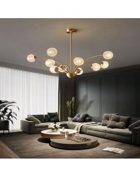 Light luxury living room crystal chandelier full copper post-modern minimalist creative personality art fireworks restaurant master bedroom light