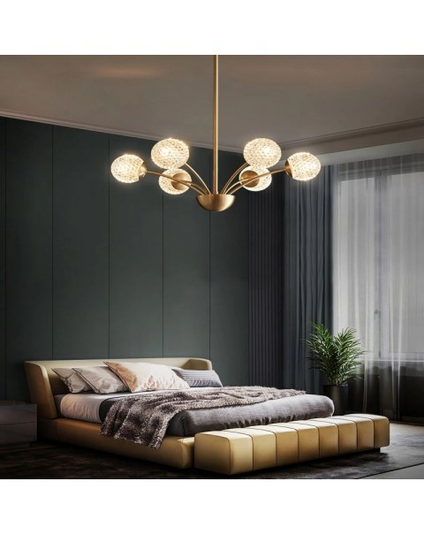 Light luxury living room crystal chandelier full copper post-modern minimalist creative personality art fireworks restaurant master bedroom light