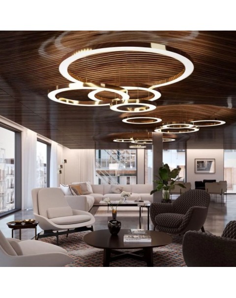 Living room chandelier minimalist atmospheric living room light modern simple French light luxury five rings circle bedroom dining room light 168F