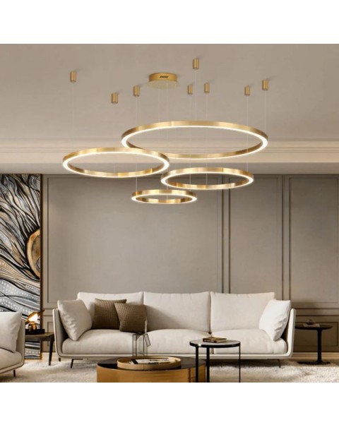 Living room chandelier minimalist atmospheric living room light modern simple French light luxury five rings circle bedroom dining room light 168F