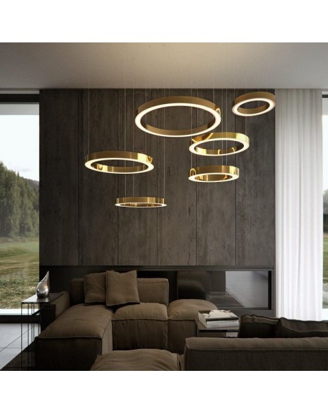 Living room chandelier minimalist atmospheric living room light modern simple French light luxury five rings circle bedroom dining room light 168F