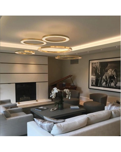 Living room chandelier minimalist atmospheric living room light modern simple French light luxury five rings circle bedroom dining room light 168F