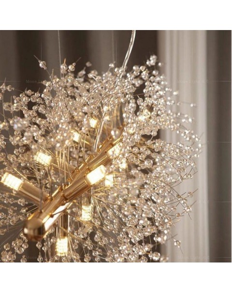 Restaurant chandelier crystal cream wind simple modern light luxury Scandinavian dandelion net red living room bedroom Zhongshan lamps and lanterns