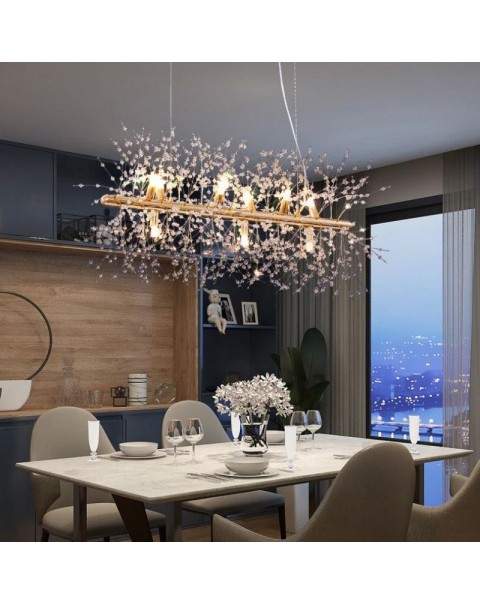 Restaurant chandelier crystal cream wind simple modern light luxury Scandinavian dandelion net red living room bedroom Zhongshan lamps and lanterns