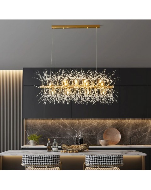 Restaurant chandelier crystal cream wind simple modern light luxury Scandinavian dandelion net red living room bedroom Zhongshan lamps and lanterns