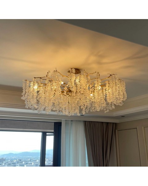 Dining room chandelier 2024 new long senior sense of light luxury crystal art chandelier modern French villa light