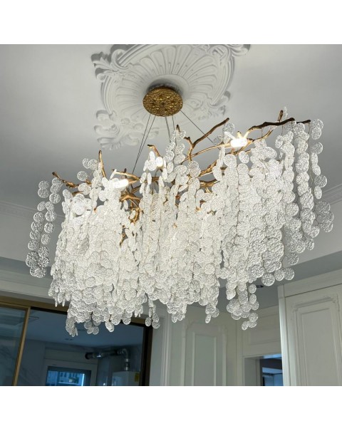 Dining room chandelier 2024 new long senior sense of light luxury crystal art chandelier modern French villa light