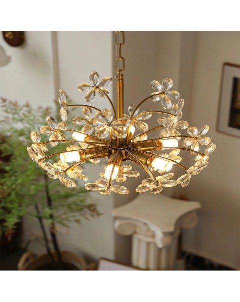 Fantasy crystal flower chandelier French rustic American vintage bedroom dining room checkroom light luxury art antique lamps and lanterns