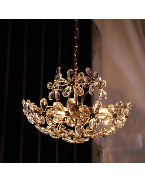 Fantasy crystal flower chandelier French rustic American vintage bedroom dining room checkroom light luxury art antique lamps and lanterns