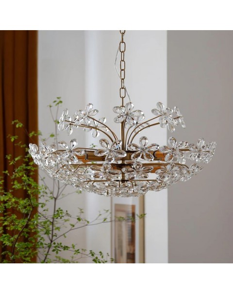 Fantasy crystal flower chandelier French rustic American vintage bedroom dining room checkroom light luxury art antique lamps and lanterns